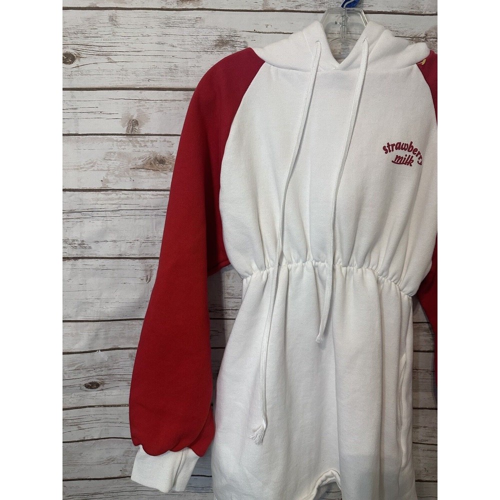 White & Red Hoodie Romper - Picture 3 of 6